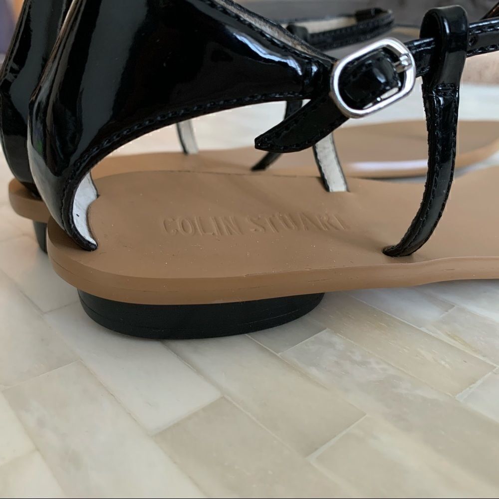 Colin Stuart | Patent Leather T - Strap Sandals - Picture 3 of 7